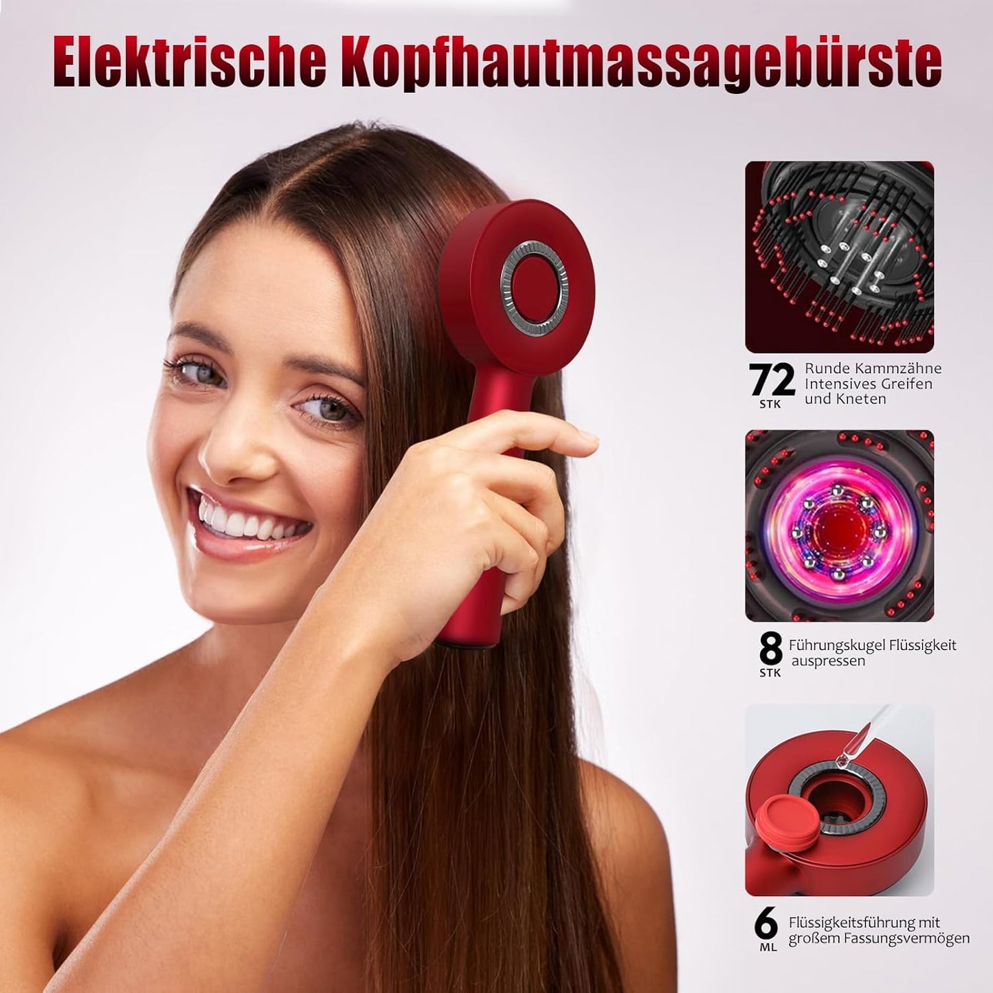 Electric Scalp Massager Brush color red