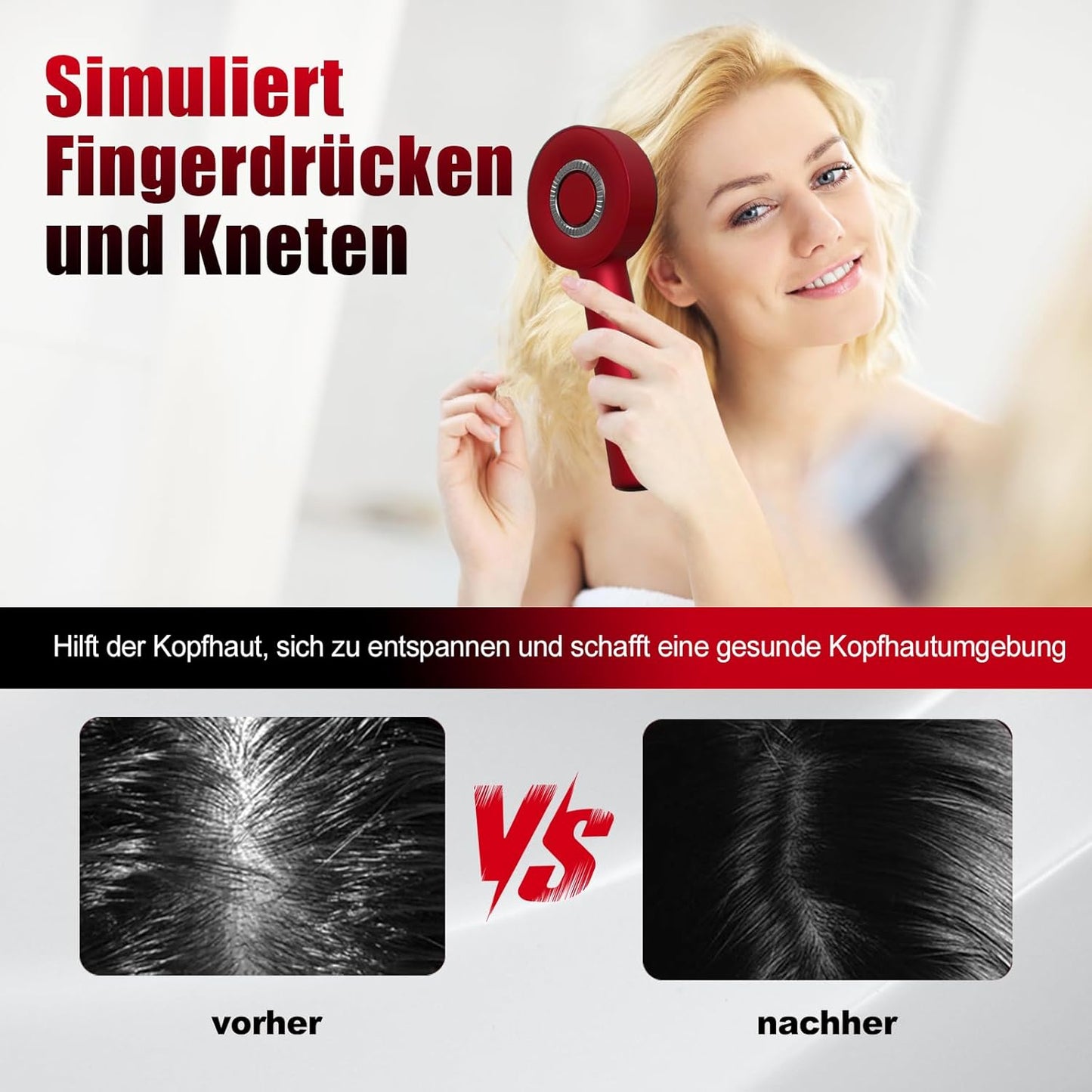 Electric Scalp Massager Brush color red